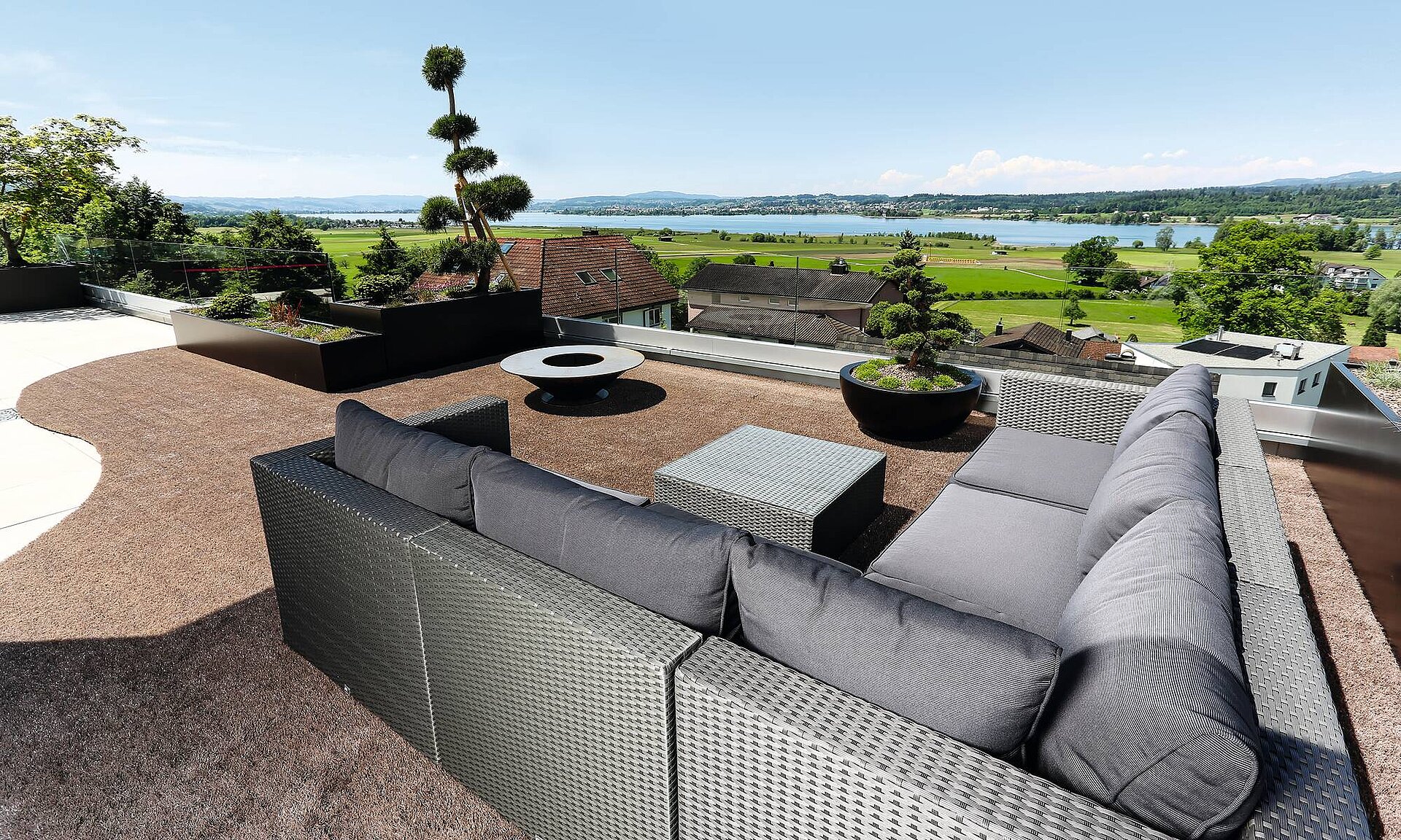 Terrace with modern garden furniture