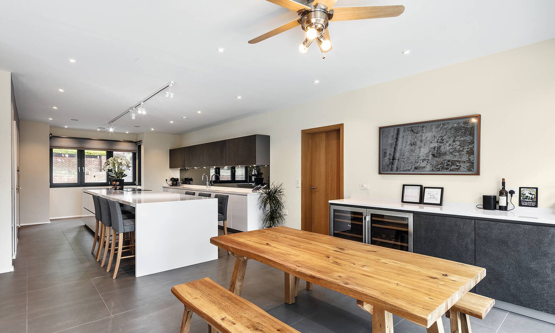 open-plan living with dining and kitchen area